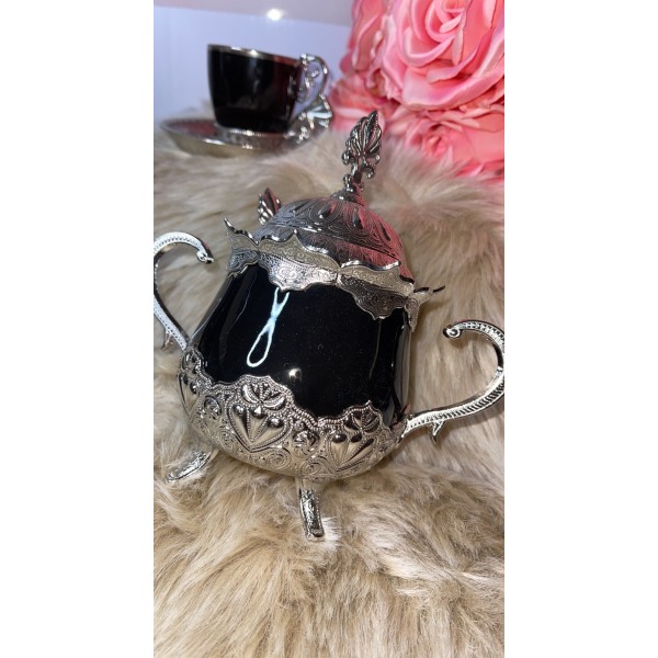 Sucrier en porcelaine noir argent