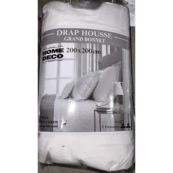 Drap housse 200x200cm 100% coton king size