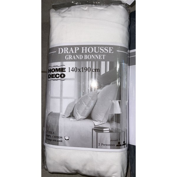 Drap housse 140x200 / 57 fils / 100% coton