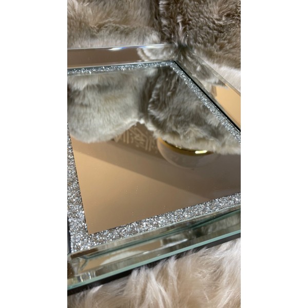 Plateau rectangle miroir strass